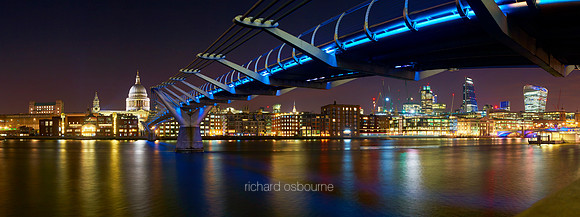 P4C9  St Pauls, The Millennium Bridge and the City of London, UK