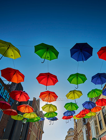 V20C7  Colourful Umbrellas Art Installation Bedford, UK