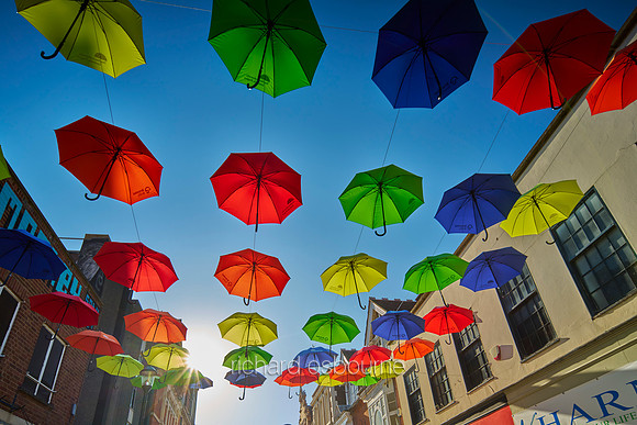 V20C6  Colourful Umbrellas Art Installation Bedford, UK