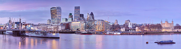 P4C38  Thames Evening - City of London and Tower of London, London, UK