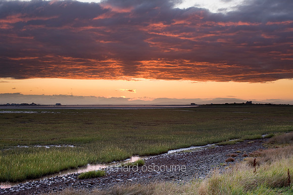 V4L26  Dawn Over Piel Channel Marshes from Walney Island, Barrow-in-Furness, Cumbria, UK