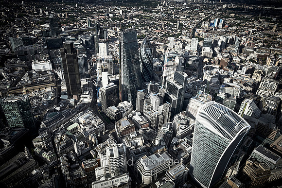 V11C22  Aerial View of The City of London, UK
