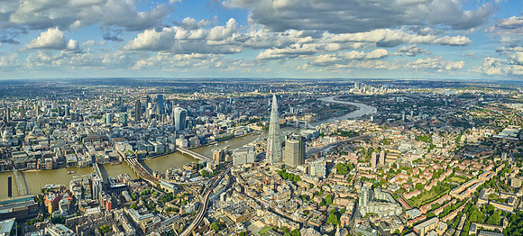 P4C56  Aerial View of The Shard and the City of London, UK