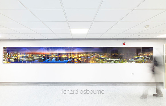 Salford Royal, Irving Corridor - PhotoGlassWorks Front Lit Hexaptych 8100 x 900mm