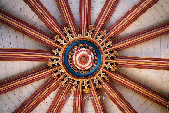 V19AR5  Medieval Ceiling Boss, Christchurch Gate, Canterbury Cathedral, Kent, UK