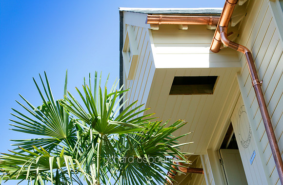 V5AR3  Copper Guttering And Drain Pipes On Modern Timber Clad Building