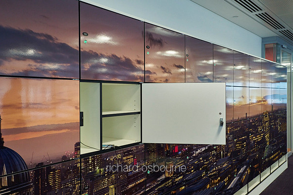Our Super-Wide Panoramics on Vinyl Mounted to Lockers in Open Plan Offices