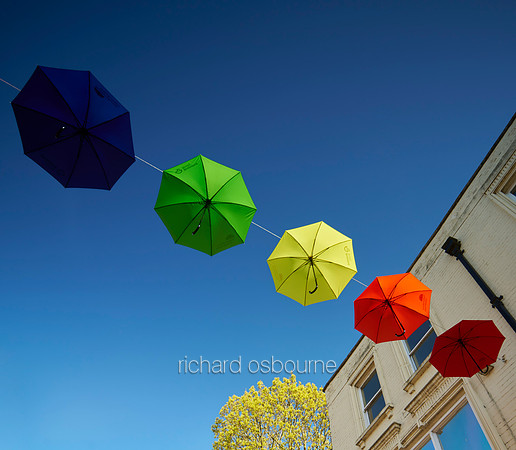 V20C5  Colourful Umbrellas Art Installation Bedford, UK