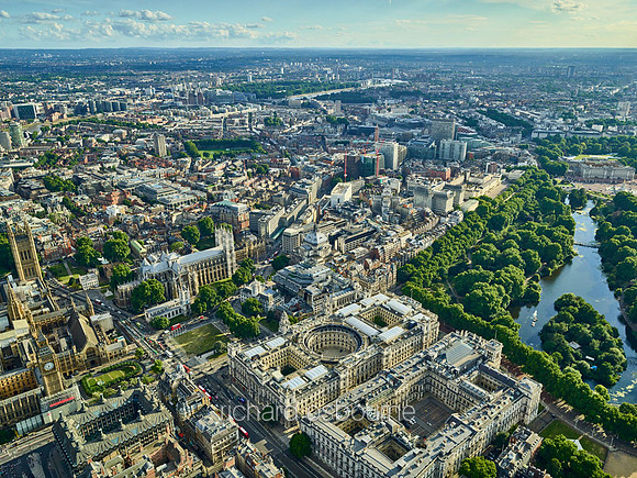 V11C7  Aerial View of Somerset House and Westminster, London, UK