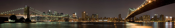P2C14 Brooklyn and Manhattan Bridges and Manhattan at Night, New York, USA